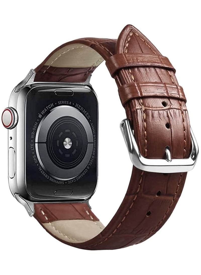 Compatible with Apple Watch Bands  42mm (Series 10） 41mm 40mm 38mm Alligator Genuine Leather Replacement Straps for iWatch Series 10/9/8/7/6/5/4/3 Ultra 2 SE Bicolor for Men and Women - Image 2