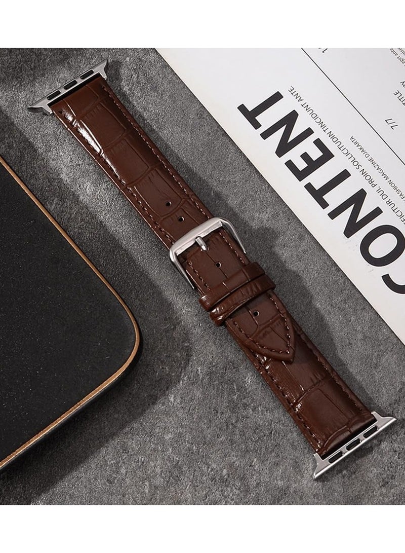 Compatible with Apple Watch Bands  42mm (Series 10） 41mm 40mm 38mm Alligator Genuine Leather Replacement Straps for iWatch Series 10/9/8/7/6/5/4/3 Ultra 2 SE Bicolor for Men and Women - Image 5