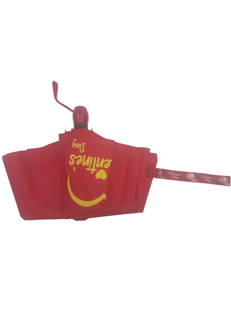 Hello 3 Fold Umbrella Red Color with Valentines Day Logo - Image 1