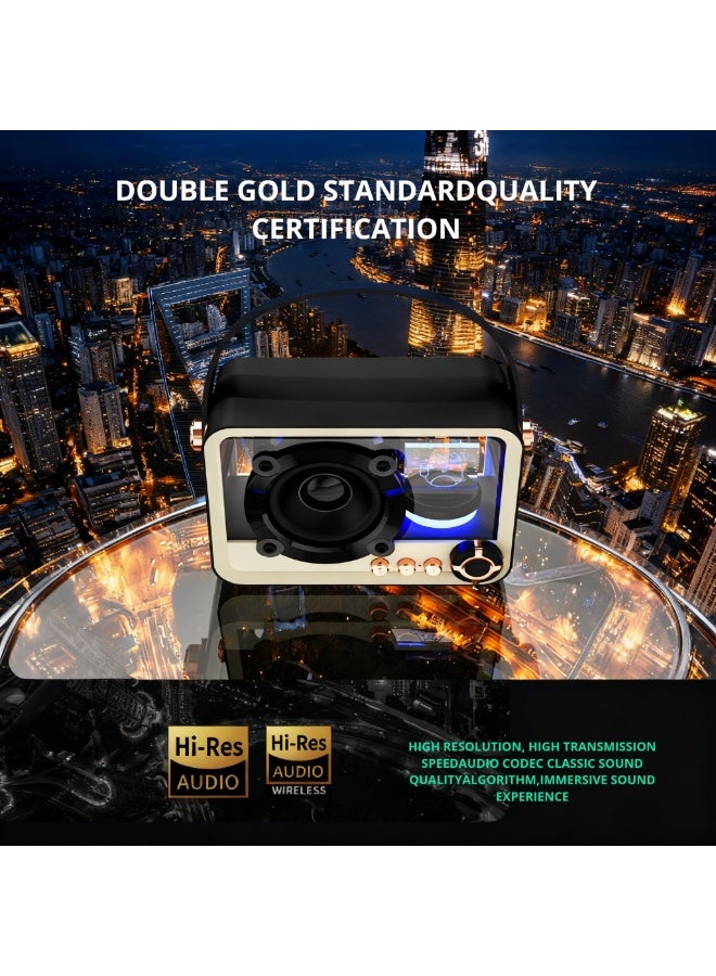 Vintage Punk Bluetooth Speaker with Seven-Color Gradient Light, Glazed High-Transparency Design, Portable Wireless Audio, 5W Output, Black and Silver, for Camping and Indoor Use (Black) - Image 4