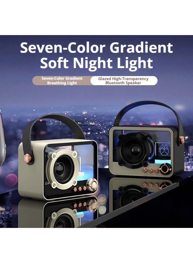 Vintage Punk Bluetooth Speaker with Seven-Color Gradient Light, Glazed High-Transparency Design, Portable Wireless Audio, 5W Output, Black and Silver, for Camping and Indoor Use (Black) - Image 2