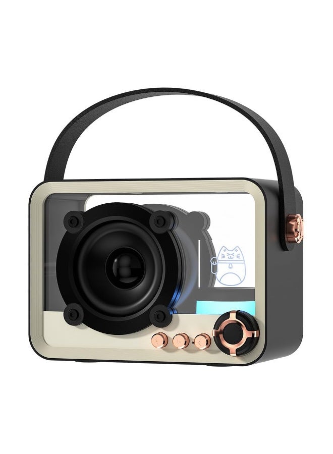 Vintage Punk Bluetooth Speaker with Seven-Color Gradient Light, Glazed High-Transparency Design, Portable Wireless Audio, 5W Output, Black and Silver, for Camping and Indoor Use (Black) - Image 1