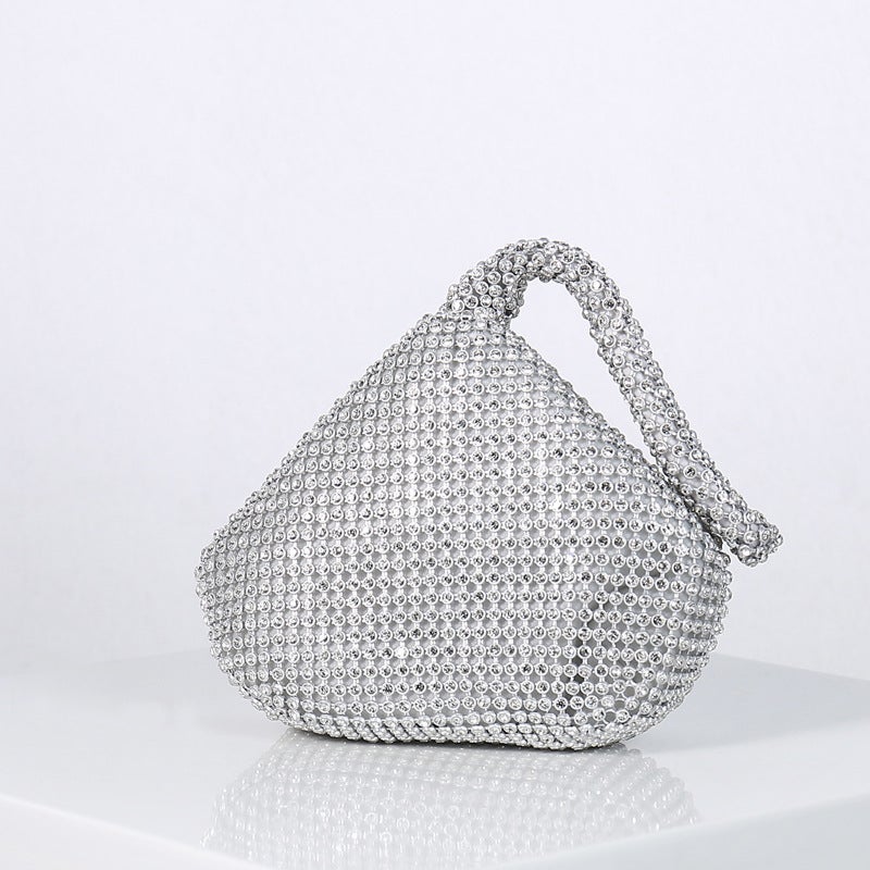 Rhinestone Embellished Handmade Evening Clutch with Top Handle for Women - Image 1