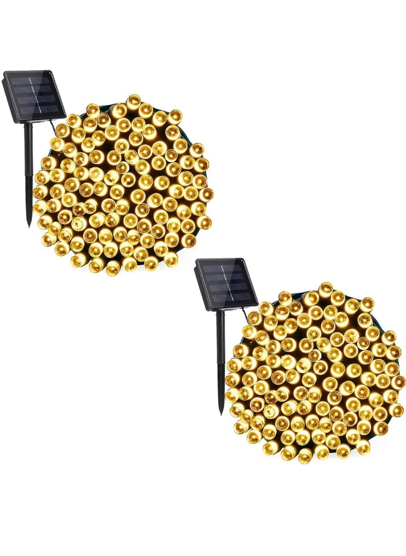Yuwell 2 Pack Solar Light String LED Decorative Light Solar Powered Fairy Lights 30 Meter 300 LED Multi Modes Solar Outdoor Light String Lights For Home And Outdoor Decoration Warm White Total (60 Meter 600 Led)  - Image 1
