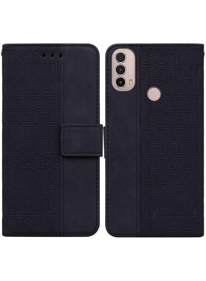 اس-توب جراب لهاتف موتورولا موتو E20 / E30 / E40، جراب هاتف جلدي منقوش هندسيًا - Image 1