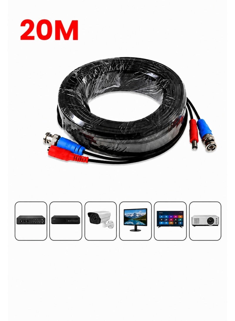 Hivision CCTV Cable Analogue Security Camera Video Wire Connector BNC DC Power Cord DVR 20M - Image 5