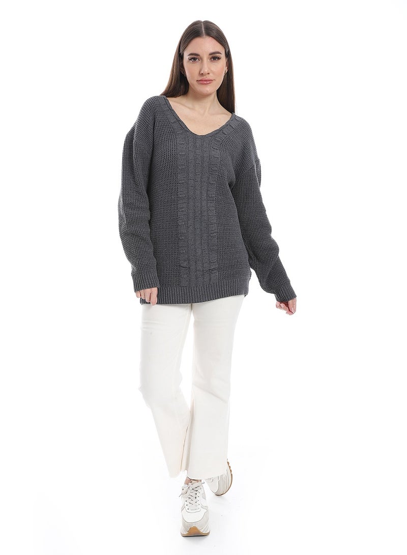 سيزار بلوفر صوف حريمي ساده برقبة علي شكل سبعة وتصميمات متعددة - Image 1