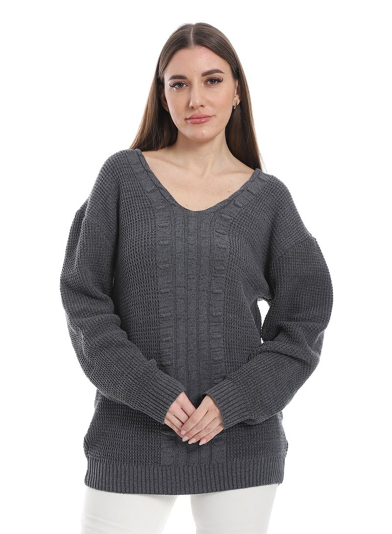 سيزار بلوفر صوف حريمي ساده برقبة علي شكل سبعة وتصميمات متعددة - Image 2