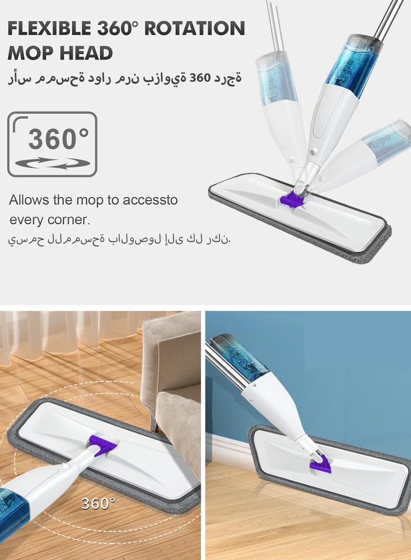 DPTER Water Spray Mop with 3 Washable Mop Head Pads, Wet and Dry Floor Mop, Microfiber Floor Cleaning Mop, 360 Degree Rotating Handheld Washable Mop for Home Kitchen Laminated Wood Vinyl Tile Floor Cleaning - Image 3