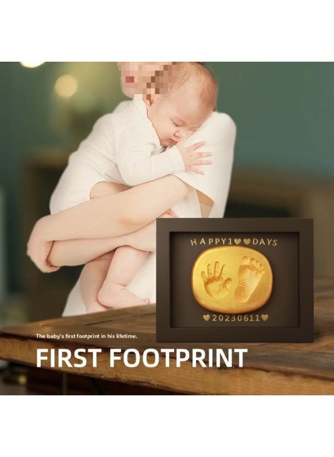 Full Moon Baby Hand And Foot Ink Pad Fetal Hair Commemorative 100 Days Handprint Footprint Commemorative Photo Frame Baby Newborn Hand And Footprint-Specifications:8inch Pure White Vertical Style (available Before Half A Year Old)  - Image 3