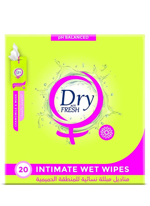 Dry Fresh Feminine Intimate Wipes, MUSK, 20 Single Wipes