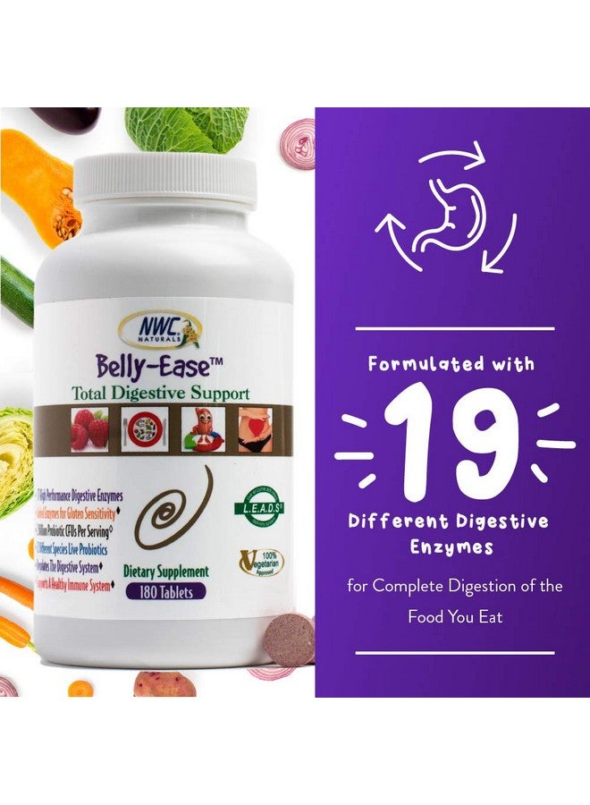 NWC Naturals Bellyease Healthy Digestive Enzymes Plus Prebiotics & Probiotics Essential Enzymes Vegetarian Better Digestion Full Spectrum Digestive Solution 180 Count Chewable Tablets By Nwc Naturals - Image 5