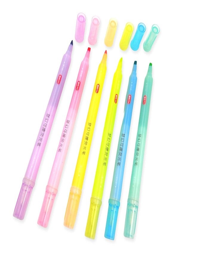 VINSU Erasable Highlighters Markers Set Of 6 Pastel Shades Chisel Tip Fine Grip Marker Pen Stationery For Kids Highlighter Pens For Study (Multicolour) - Image 3