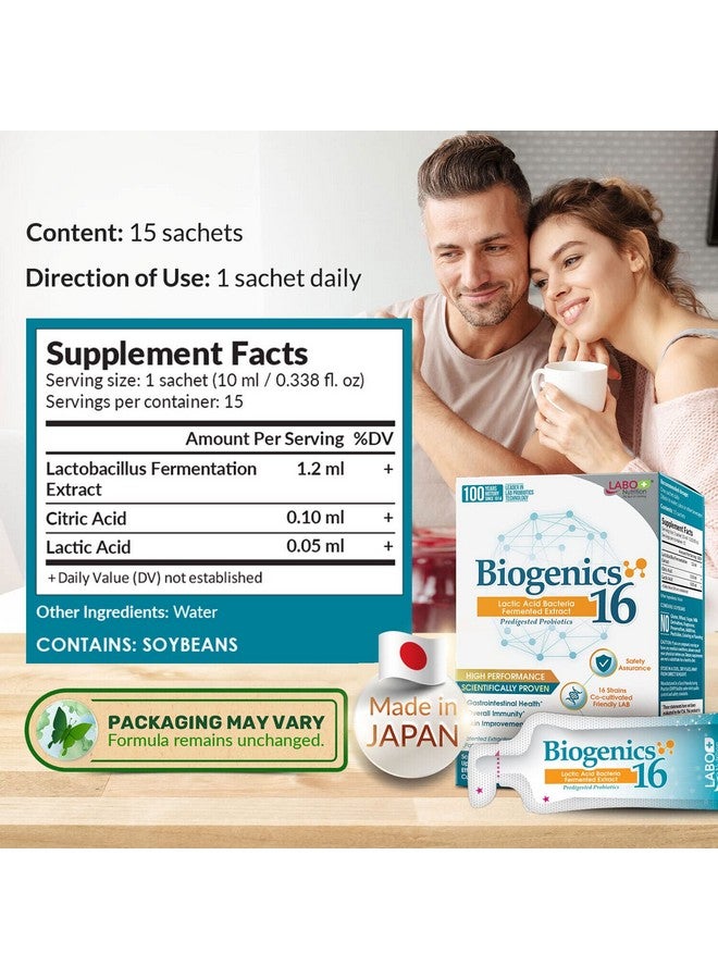 LABO Nutrition Biogenics 16-Lactic Acid Bacteria Fermented Extract, 1000x More Effective, Gut Health Support Beyond Probiotics & Prebiotics, Improve Intestinal Skin and Immune Health, 10mlx15 sachets - Image 4