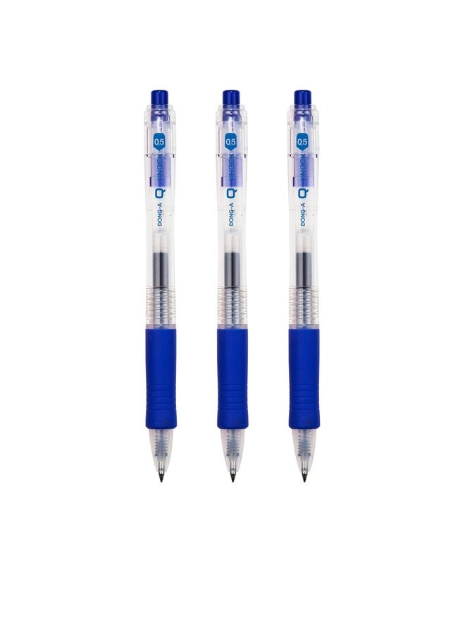Dong-A Q-KNOCK Super Quick Dry Gel Ink Pen – 0.5mm Pack of 3 (Blue) - Image 1