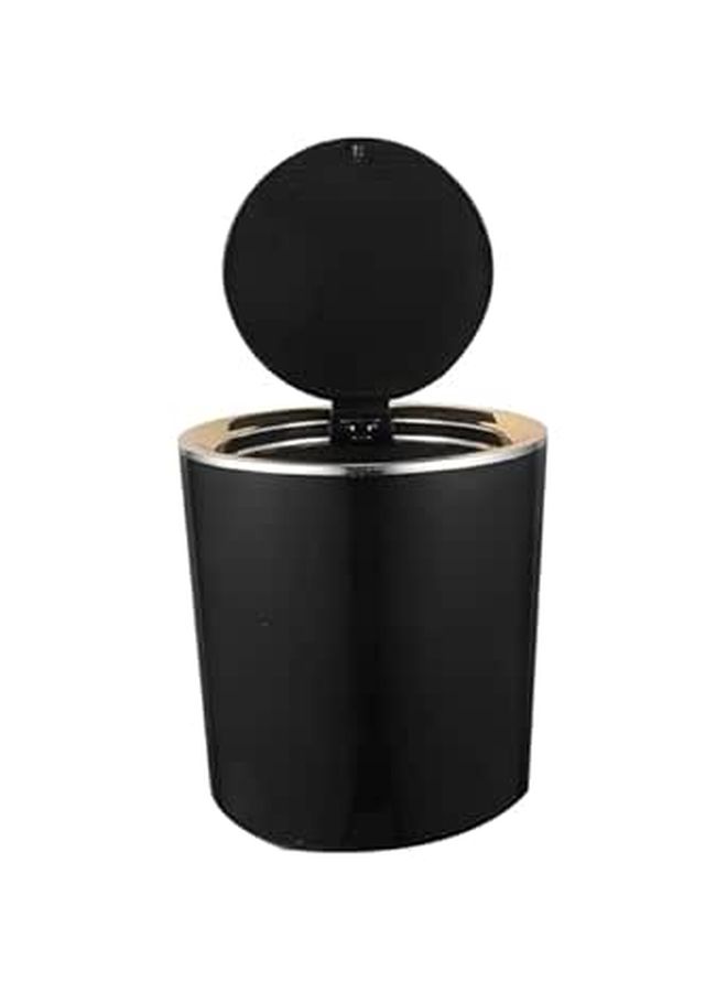 Plastic Desktop Mini Trash Can Black Small Waste Basket Portable Lid Push Button Tabletop Garbage Container - Image 1