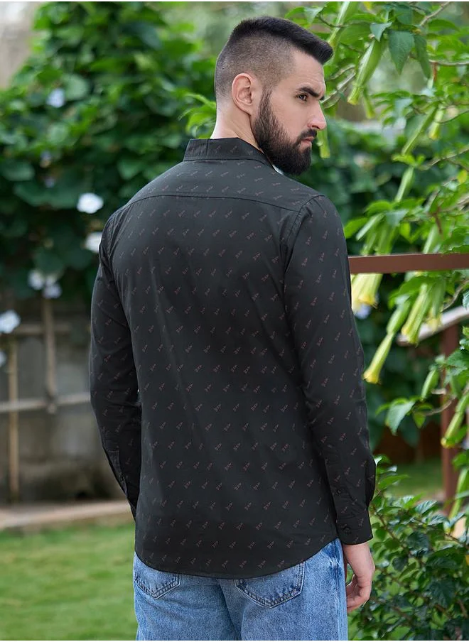 Dillinger All Over Chess Print Shirt with Chest Pocket by Styli
