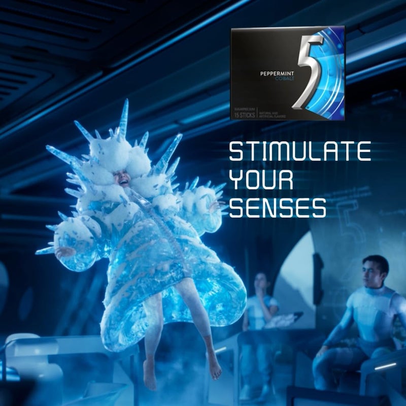 5 GUM Peppermint Cobalt Sugar Free Chewing Gum Bulk, Stimulate Your Senses While Listening to Your Favorite Music, Mini Purse Essentials, 15 Sticks (Pack of 10) - Image 2