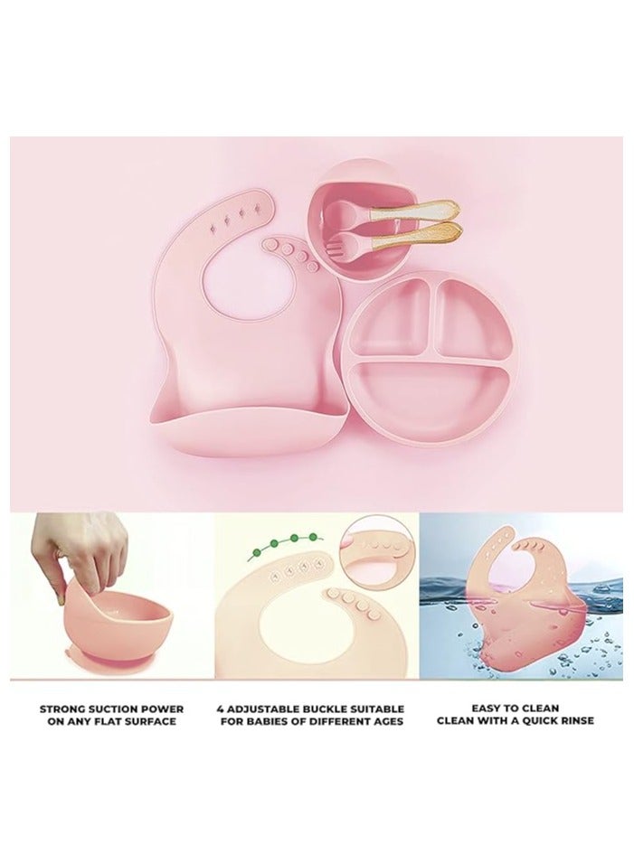 مرفا مجموعة إطعام الأطفال من 10 قطع سيليكون (وردي) - Image 2