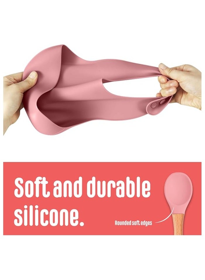 مرفا مجموعة إطعام الأطفال من 10 قطع سيليكون (وردي) - Image 5