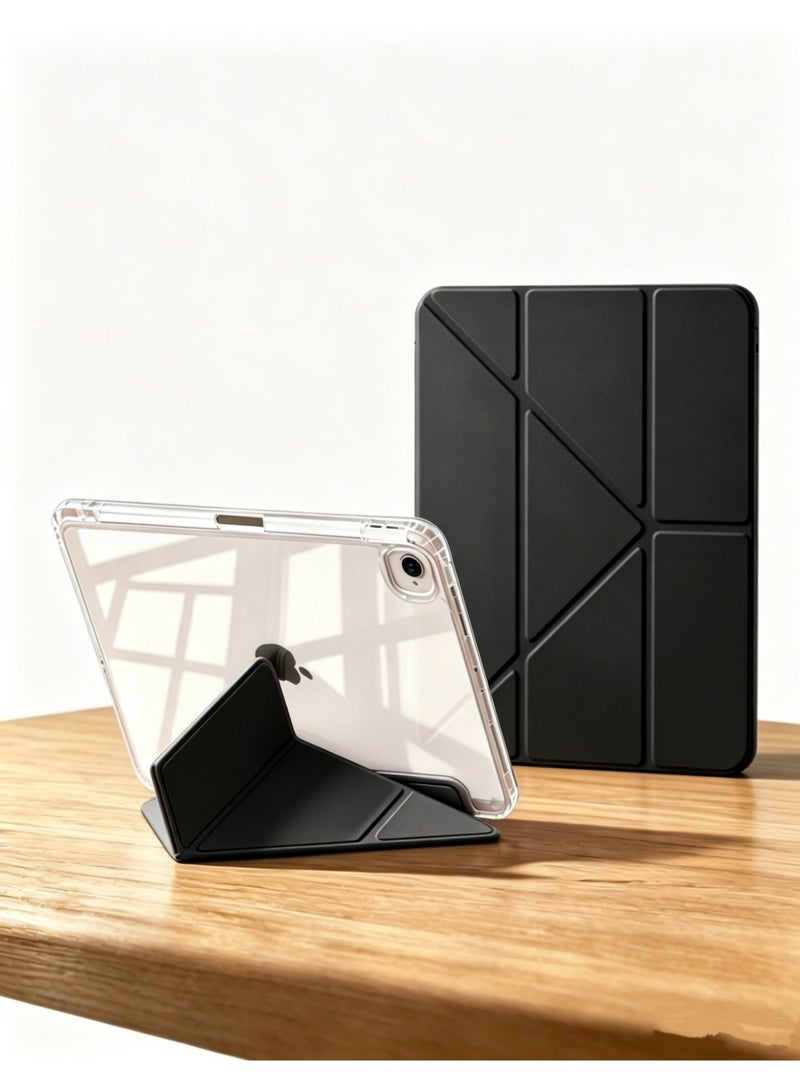 Hirospace Case for iPad(A16)11th 11 inch 2025/iPad 10th Gen 10.9 inch 2022, Transparent TPU Protective Case with Pencil Holder, Multi-Angle Y-Folding Stand, Auto Wake/Sleep Smart Cover, Shockproof Slim Flip Shell with Anti-Glare Screen Protector-black - Image 1