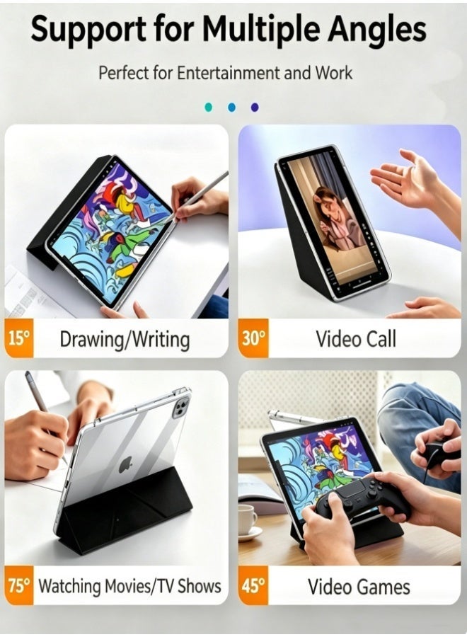 Hirospace Case for iPad(A16)11th 11 inch 2025/iPad 10th Gen 10.9 inch 2022, Transparent TPU Protective Case with Pencil Holder, Multi-Angle Y-Folding Stand, Auto Wake/Sleep Smart Cover, Shockproof Slim Flip Shell with Anti-Glare Screen Protector-black - Image 2