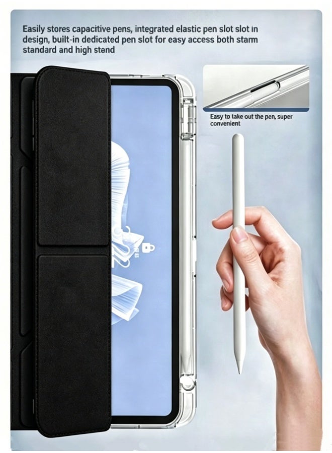 Hirospace Case for iPad(A16)11th 11 inch 2025/iPad 10th Gen 10.9 inch 2022, Transparent TPU Protective Case with Pencil Holder, Multi-Angle Y-Folding Stand, Auto Wake/Sleep Smart Cover, Shockproof Slim Flip Shell with Anti-Glare Screen Protector-black - Image 3