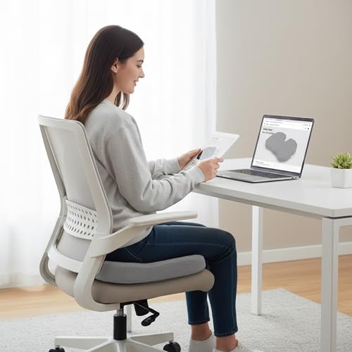 Rinipo Coccyx Cushion for Tailbone & Hip Pain Relief | Chair Cushion for Back Support | Ergonomic U-Shaped Memory Foam Seating Pad for Driving & Home Use | Anti-Slip Mesh Orthopaedic Support Mesh Grey - Image 2