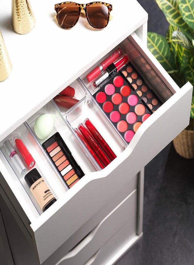 Masirs Clear Drawer Organizer - Easily Organize and Customize the Layout of Drawers. Great for Office Desk, Utensils, Cosmetics and Makeup. (8-Piece Set) - Image 3