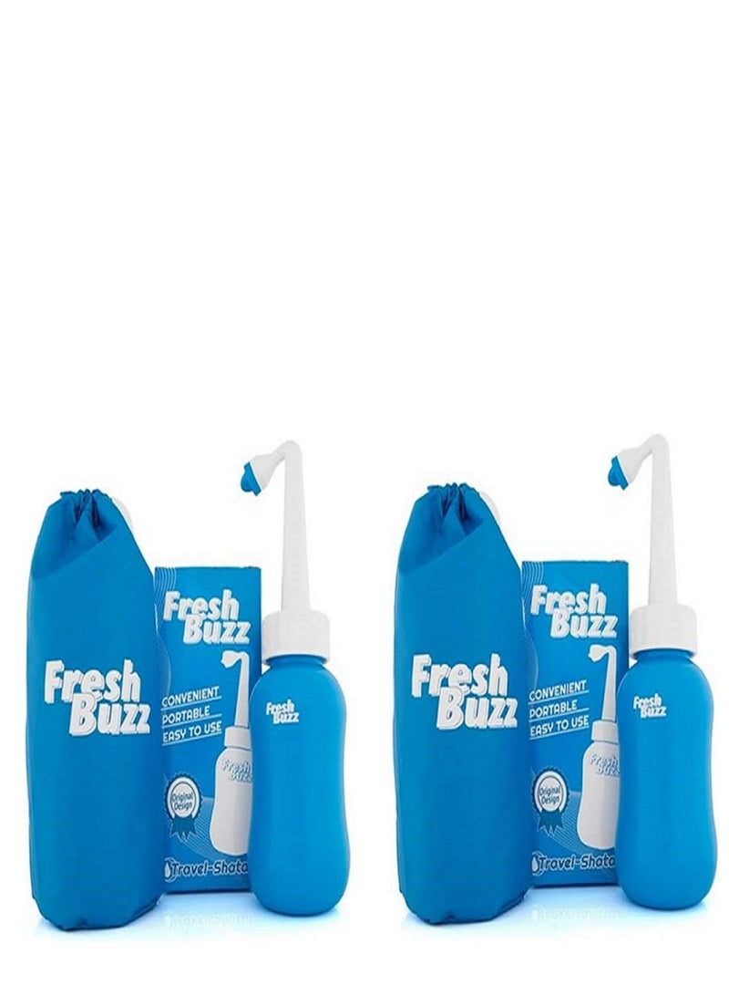 Fresh Buzz Portable Shattaf with an Extendable Curved Nozzle for Smart Storage and Comfort Spraying, Waterproof Travel Bag - 650ml - Set of 2 - Image 2