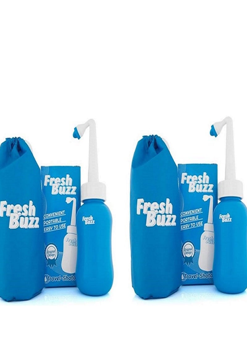 Fresh Buzz Portable Shattaf with an Extendable Curved Nozzle for Smart Storage and Comfort Spraying, Waterproof Travel Bag - 650ml - Set of 2 - Image 1