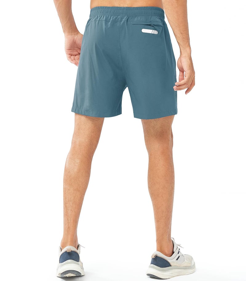NORTHYARD Men's Athletic Running Shorts Gym Workout Shorts 7"/ 9"/ 5" Quick Dry Lightweight Sports Basketball Exercise Tennis Exercise GREYBLUE-5inch L - Image 2