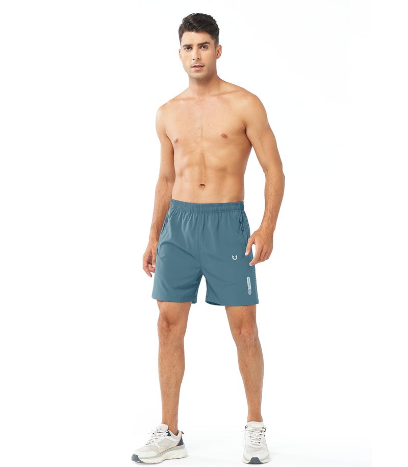 NORTHYARD Men's Athletic Running Shorts Gym Workout Shorts 7"/ 9"/ 5" Quick Dry Lightweight Sports Basketball Exercise Tennis Exercise GREYBLUE-5inch L - Image 5
