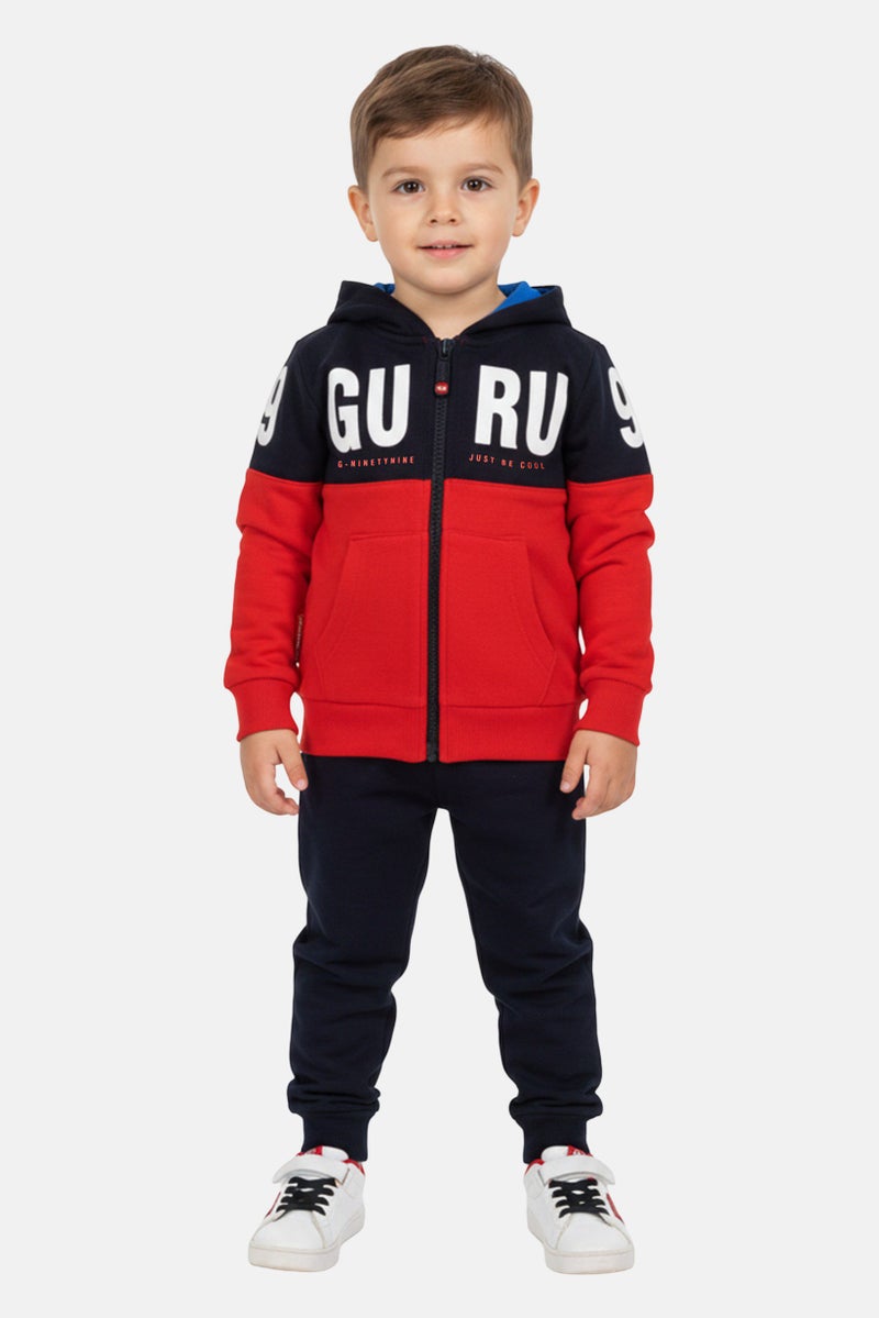 Guru 99 G99 بواسطة جورو مجموعة هودي وسروال للأطفال الأولاد 2 قطعة بشعار العلامة التجارية، متعدد الألوان - Image 1