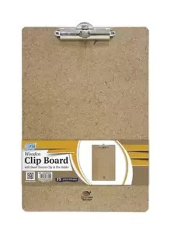 Fis Wooden Clip Boards (smart Tension Clip With Pen Holder), F4 Size
