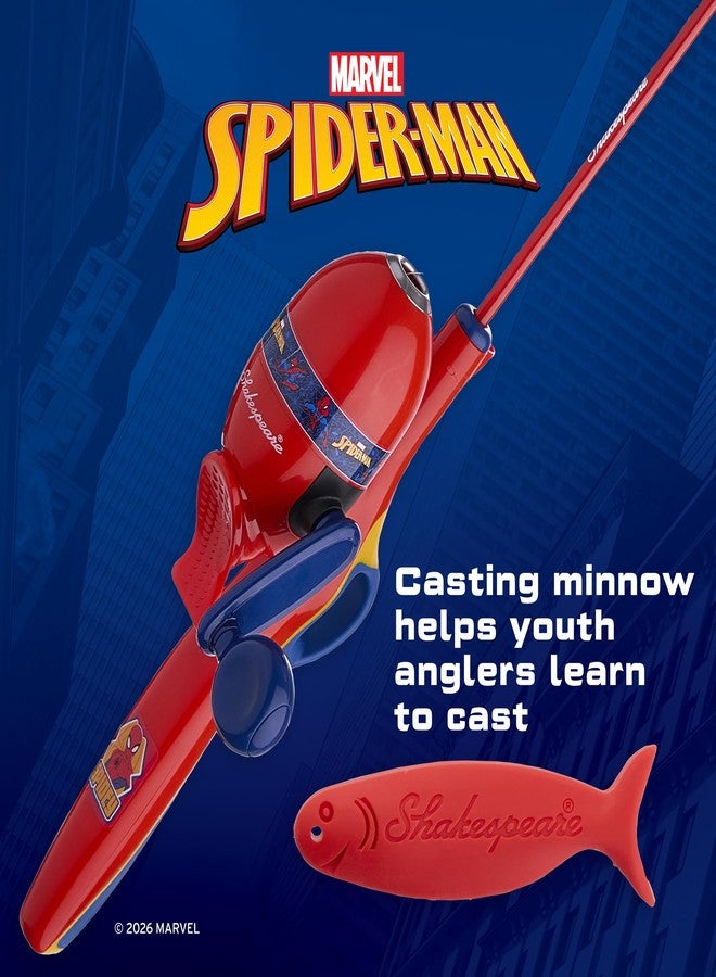 Shakespeare Marvel Spiderman Kit 2'6" Spincast Combo for Kid, Gel-Tech Comfort Grip Handle, Safety Hook Keeper, Includes Practice Casting Plug - Image 3