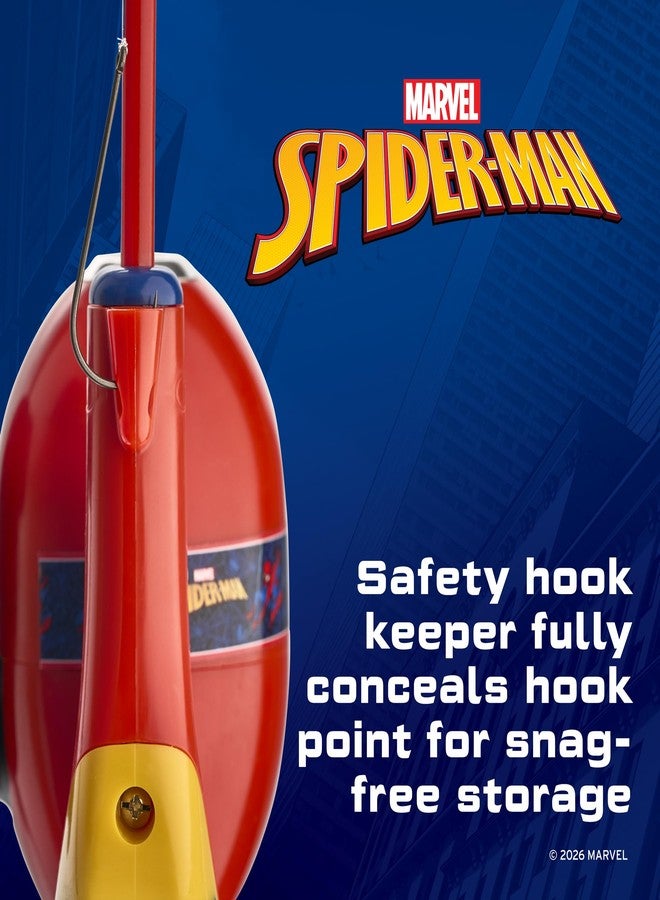 Shakespeare Marvel Spiderman Kit 2'6" Spincast Combo for Kid, Gel-Tech Comfort Grip Handle, Safety Hook Keeper, Includes Practice Casting Plug - Image 4