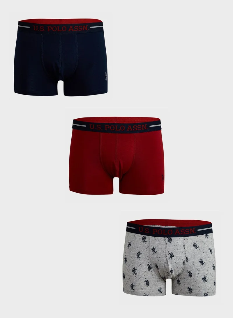 U.S. Polo Assn. 3 Pack Assorted Logo Band Trunks