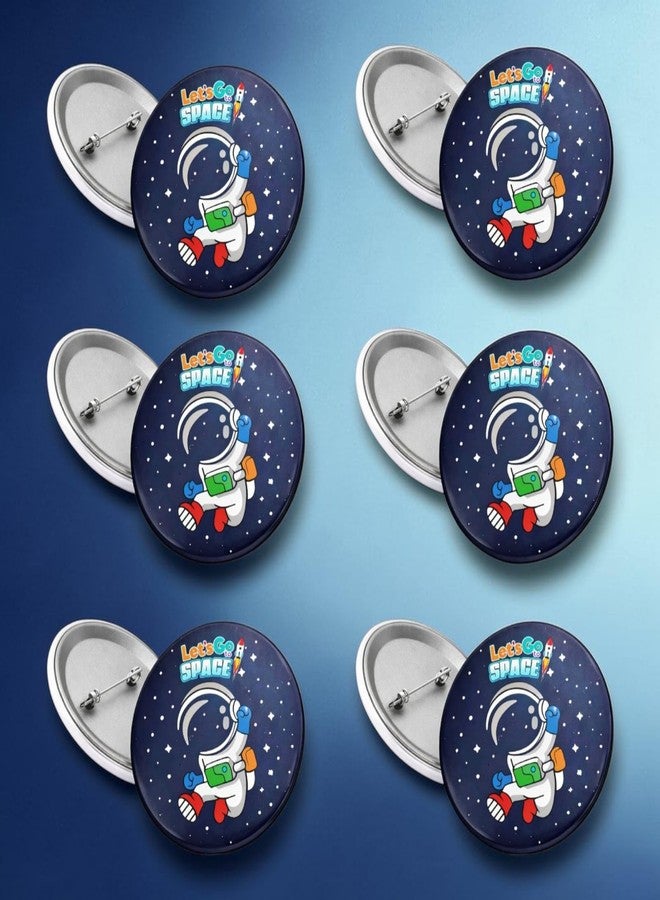 AMYCAUR Space Theme Badge Set for Kids - Astronaut Design Safety Pin Badges (Pack of 6 Pieces) Items of 1 - Image 2