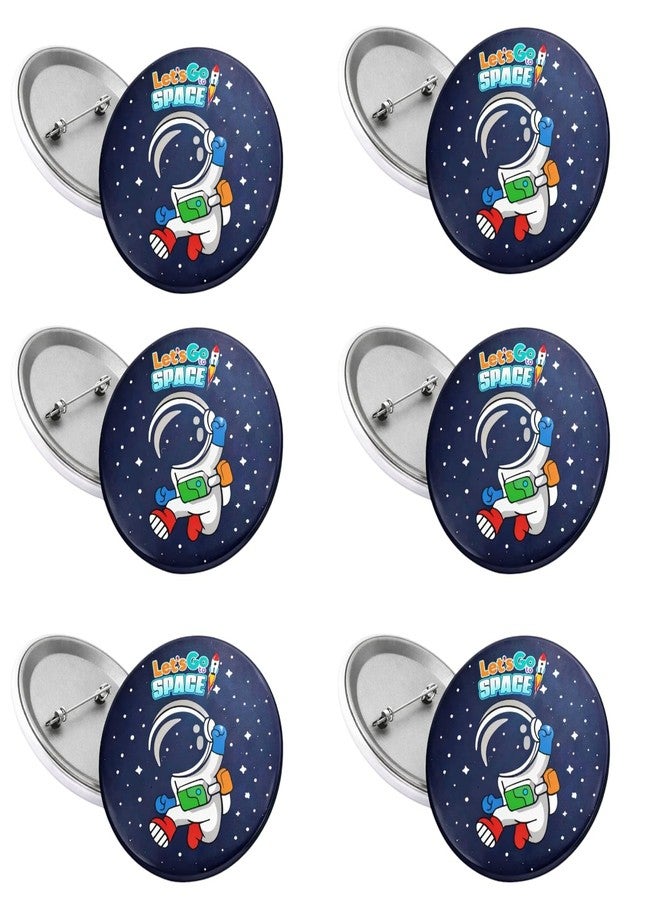 AMYCAUR Space Theme Badge Set for Kids - Astronaut Design Safety Pin Badges (Pack of 6 Pieces) Items of 1 - Image 1