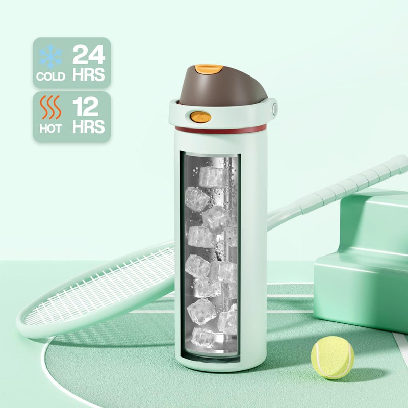 Powcan 24 Oz Travel Water Bottle: 2-In-1 Push-Button Spout & Quick-Flip Straw  Leakproof  Cold 24Hrs  Fits Car Cup Holder  Stainless Steel Sports Cup For School  Travel  Gym  Outdoor Gift (Clay Bay) - Image 3
