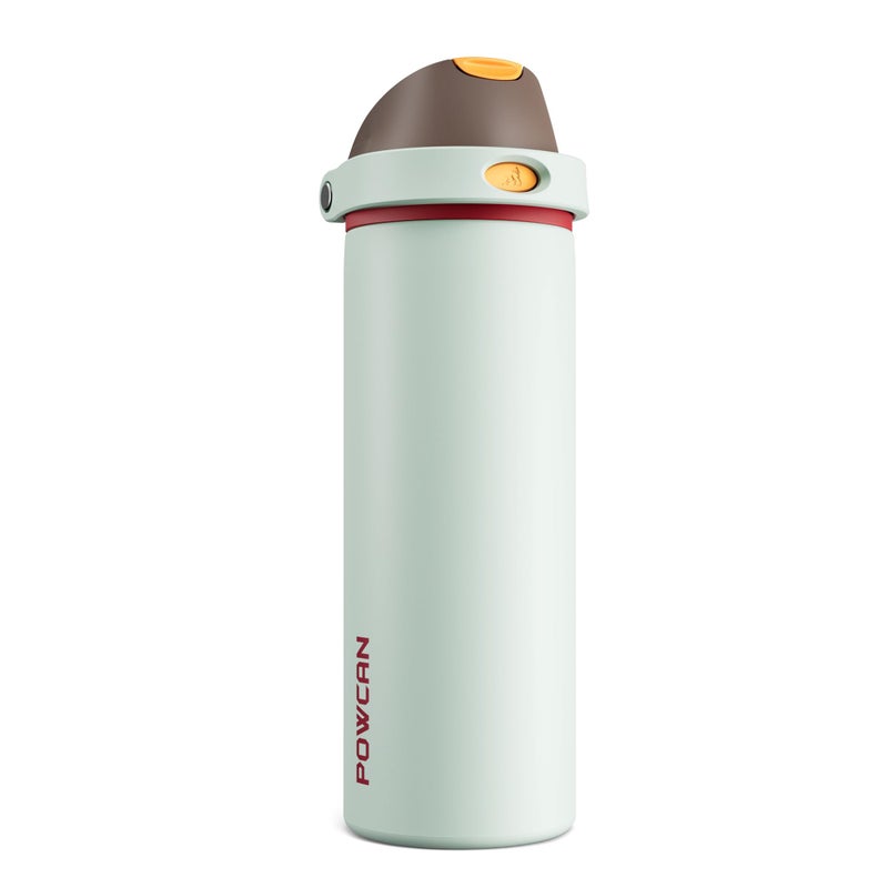Powcan 24 Oz Travel Water Bottle: 2-In-1 Push-Button Spout & Quick-Flip Straw  Leakproof  Cold 24Hrs  Fits Car Cup Holder  Stainless Steel Sports Cup For School  Travel  Gym  Outdoor Gift (Clay Bay) - Image 1