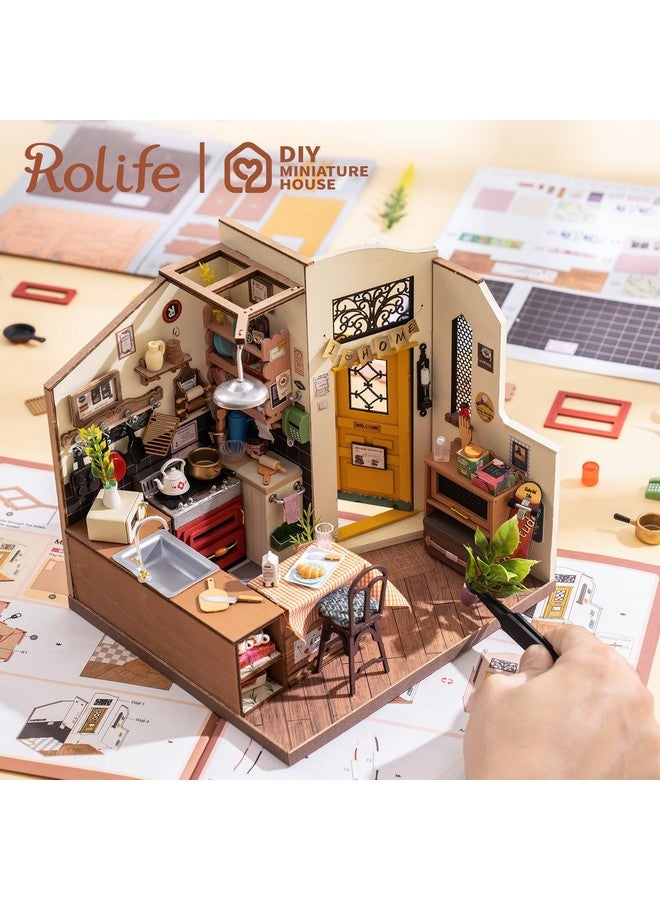 Rolife مجموعة منزل مصغر ديي مطبخ دافئ مجموعة صنع المنازل نموذج منزل للبالغين لبناء غرف مصغرة مع ضوء حرف يدوية/هدايا/ديكور منزلي للعائلة والأصدقاء (مطبخ دافئ) - Image 4