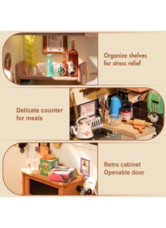 Rolife Diy Miniature House Kit Cozy Kitchen Mini House Making Kits Model House For Adults To Build Miniature Room Kits With Light Diy Crafts/Gifts/Home Decor For Family And Friends(Cozy Kitchen)  - Image 5