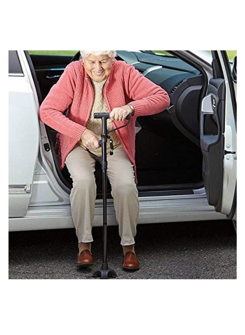 Walking Crutches with Flashlight Function Foldable Adjustable Stick Elderly to Balance and Stand Freely Cane with Stable and Non-Slip Pivot Tip for Adults - Image 2