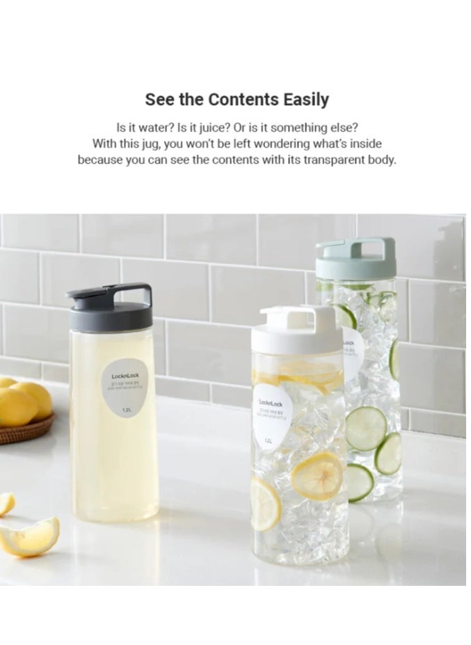LOCK & LOCK LocknLock 1.5L Easy Grip Water Bottle - White, Transparent with Detachable Lid for Fridge and Tabletop Use  - Image 4