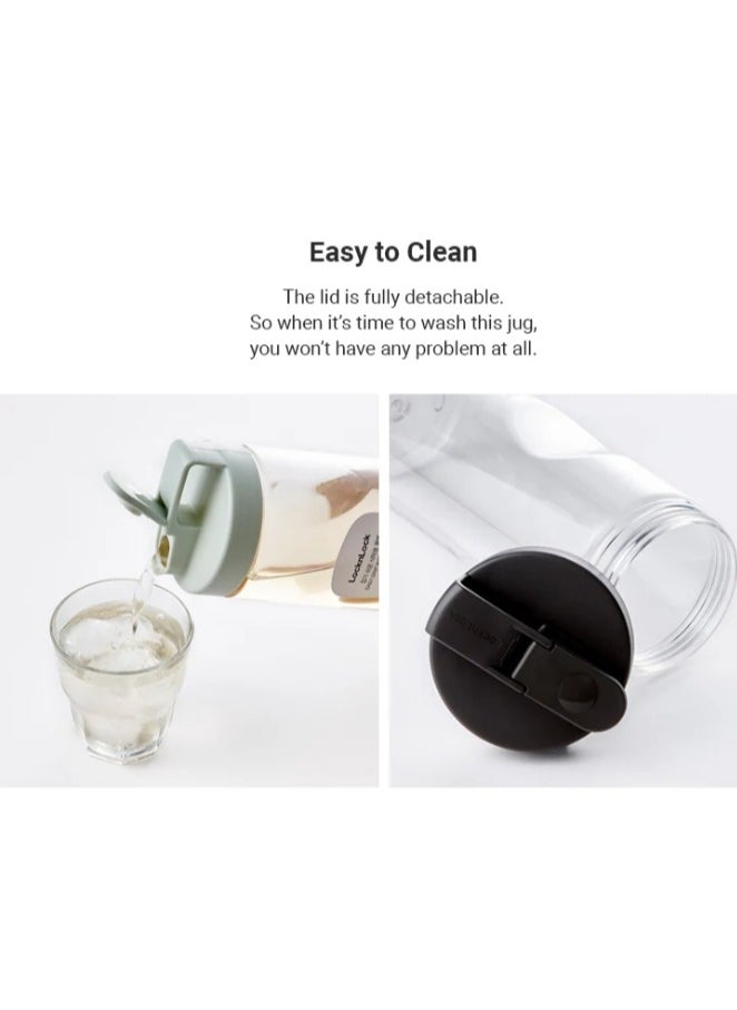 LOCK & LOCK LocknLock 1.5L Easy Grip Water Bottle - White, Transparent with Detachable Lid for Fridge and Tabletop Use  - Image 5