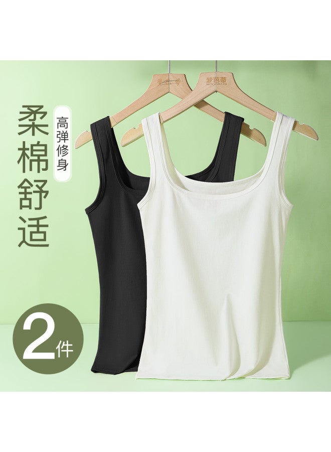 Moonbadi Women'S Soft Cotton Comfortable Undershirt Camisole, Seamless Round Neck, Fashionable And Versatile For Layering Or Outer Wear - Image 2