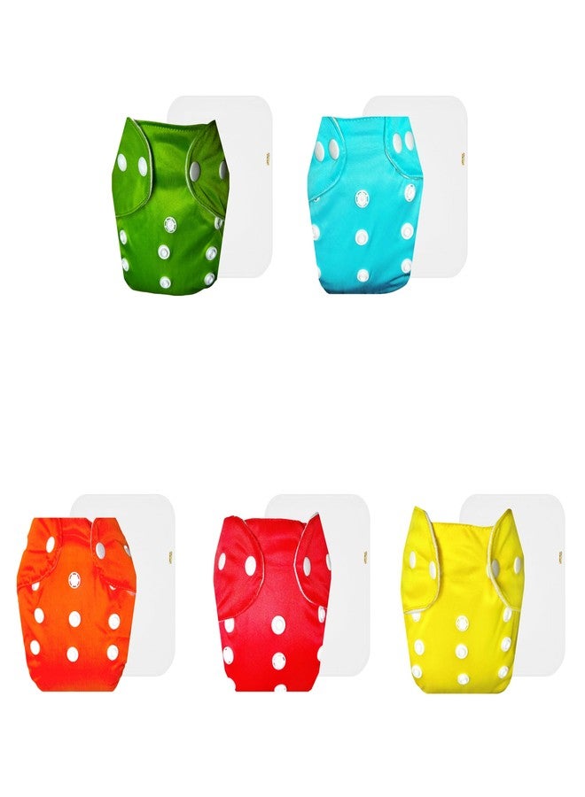 Dumbledo Lite Cloth Diaper with Cotton Insert (Pack of 5) | Snug Fit | 6-Layer Absorbent Pad | Easy to Clean | Designed by Moms | 3 Months - 2 Years | Unisex Baby - Image 1