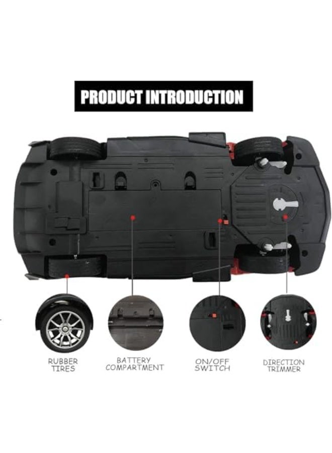 HAIZOL سيارة بوجاتي ديفو RC 1:14 | سيارة رياضية مصنوعة من سبائك التحكم عن بعد مع مصابيح LED وأبواب تفتح | لعبة سباق عالية السرعة للأولاد والبنات من 4 إلى 12 عامًا - أحمر - Image 4